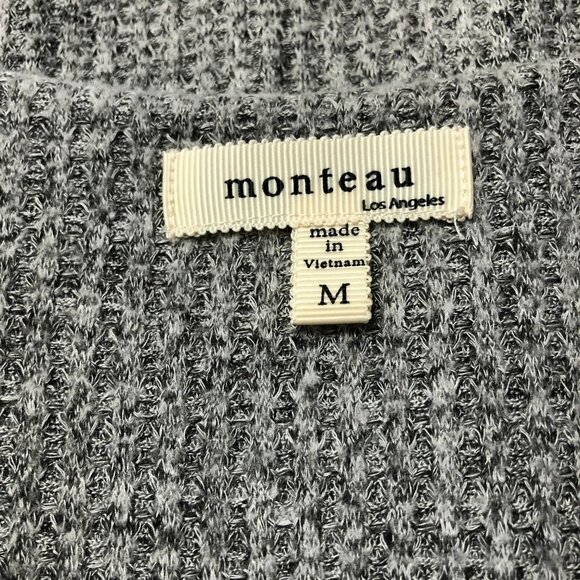 Nwot Monteau Fitted Long Sleeve Knit V Neck Midi Dress Heather Grey Size Med - Picture 3 of 10